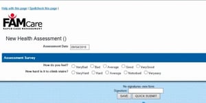 FAMCare health assessment form