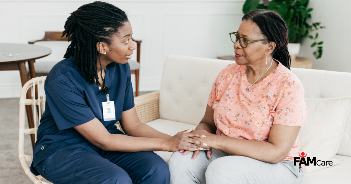 Home Health Care Nurse working with a senior woman 