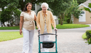 caseworker helping a senior person 