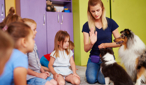 Social worker working with children 