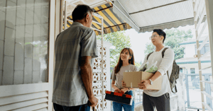 Social Workers helping an elderly client 