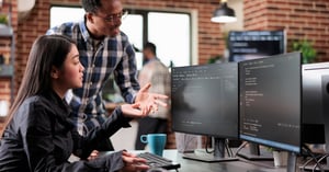 Case Workers working on securing data