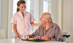Elderly receiving senior services