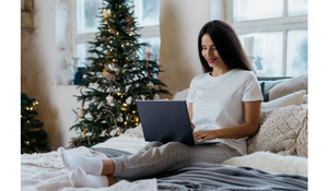 social worker relaxing at home during the holidays 