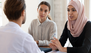 Caseworker in a meeting