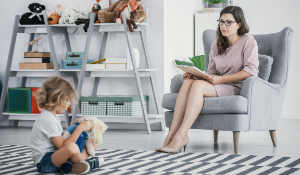 social worker evaluating a child 