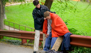 Social worker helping student homeless