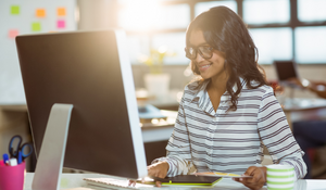 Social Worker working from home on laptop