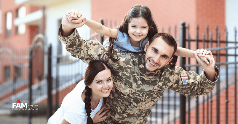 An active military member with their family