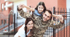 An active military member with their family   