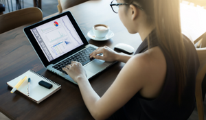 social worker working on laptop 